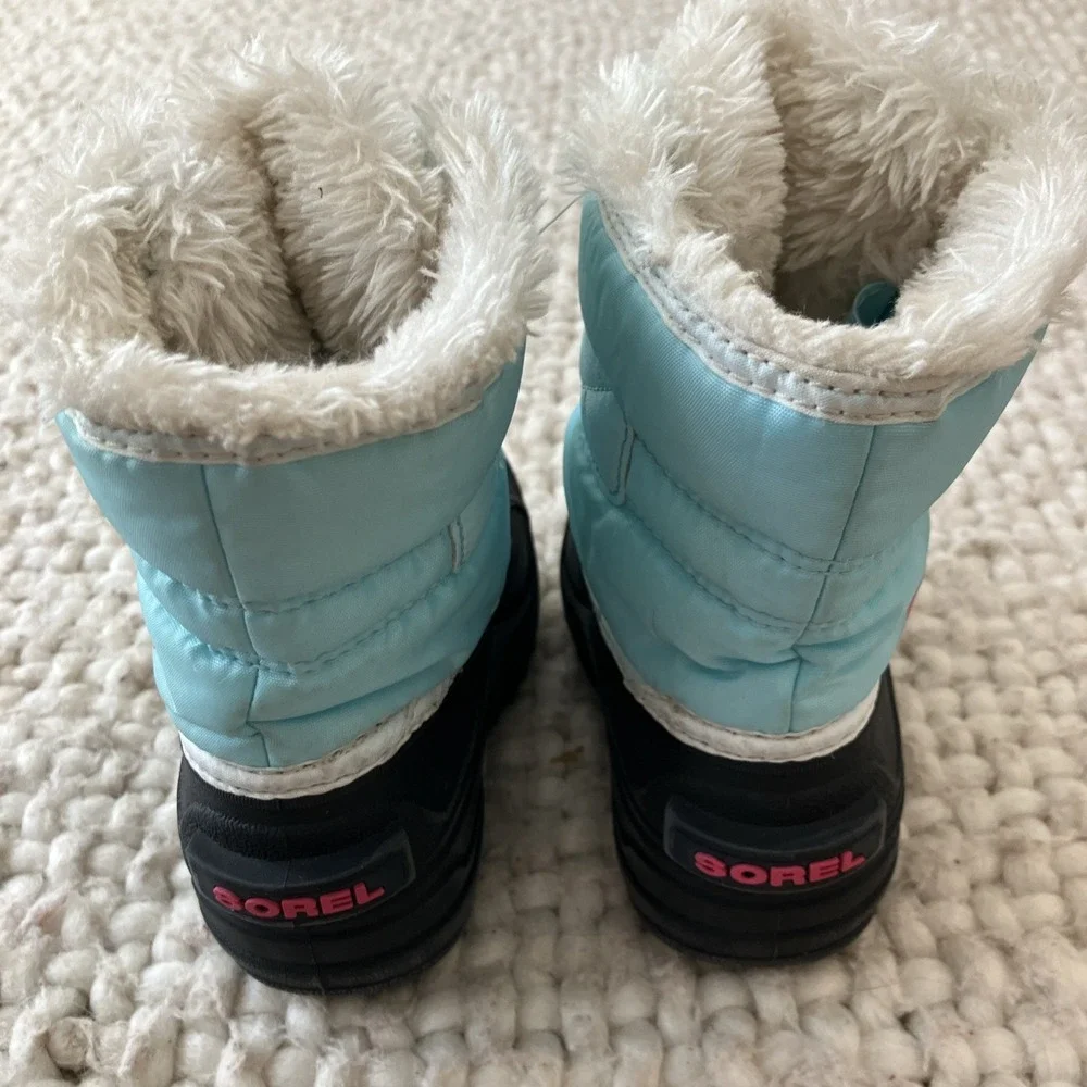 Sorel Commander Snow Boot Kids Size 7 Pink Blue‎ Waterproof Fleece Lined Outdoor